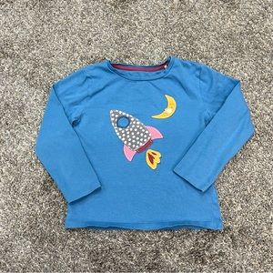 Kite‎ shirt girls 6 blue rocket applique long sleeve casual top bold bright